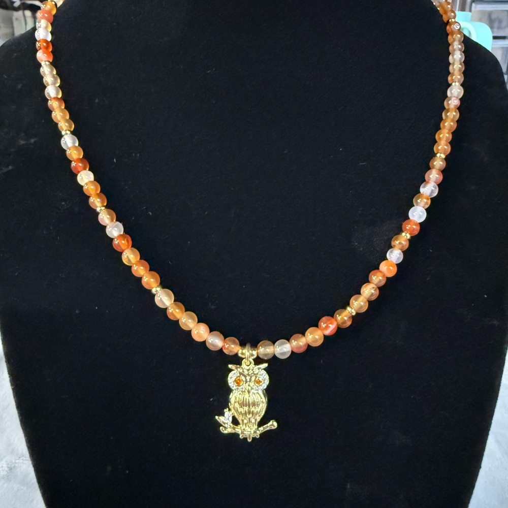 Carnelian and Owl Necklace